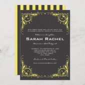 ヴィンテージグレーとイエロー招待状 招待状 (正面/裏面)