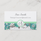 ヴィンテージグレーとミント素朴フローラルパターン 名刺 (裏面)