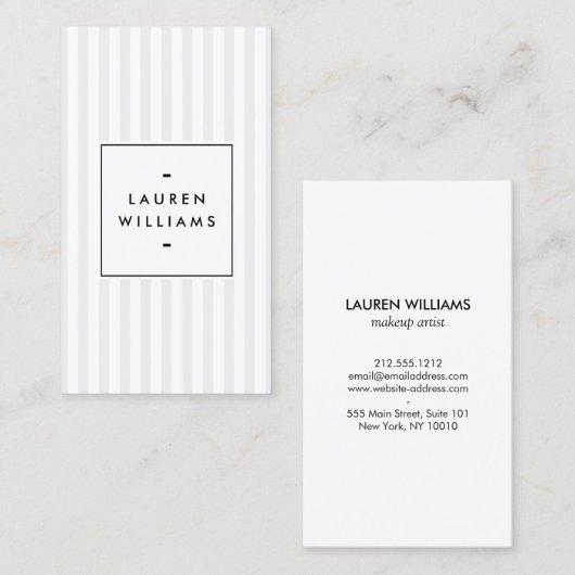 ヴィンテージグレーと白ストライプ色 名刺 (正面/裏面)