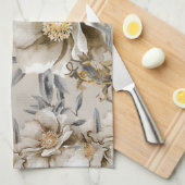 ヴィンテージグレーと金ゴールド キッチンタオル (四つ折り)