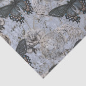 ヴィンテージグレーと青の蝶のデコパージュ 薄葉紙 (詳細)