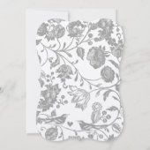 ヴィンテージグレーと黄色のフローララブバード結婚ズ 招待状 (裏面)