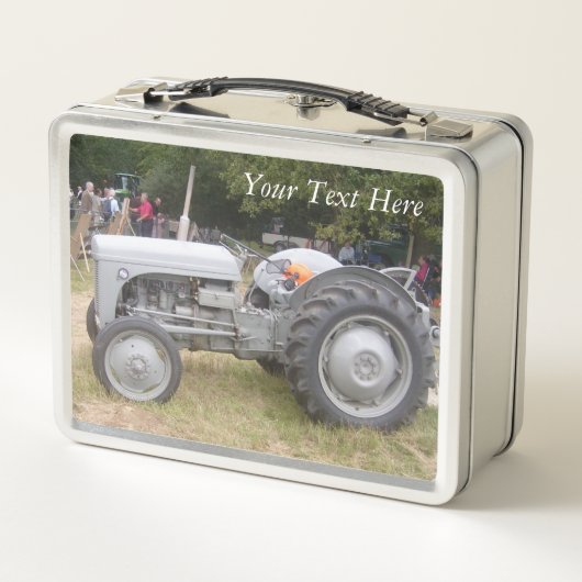 ヴィンテージグレーのマッセイ・ファージソントラクターの写真 メタルランチボックス (裏面)