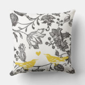 ヴィンテージグレーイエローブルーロベバードフローラモノグラム クッション (裏面)