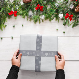ヴィンテージグレーウィンタークリスマススノーフレーク サテンリボン