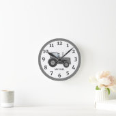 ヴィンテージグレーウォーターカラーファームトラクタ ラウンド壁時計 (ホーム)