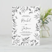 ヴィンテージグレーウォーターカラーリーフィー結婚式招待状 招待状 (スタンド正面)