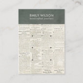 ヴィンテージグレーオールド新聞3スタッドイヤリングディスプレイ  名刺 (正面)