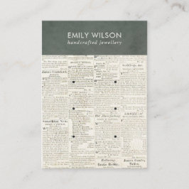 ヴィンテージグレーオールド新聞3スタッドイヤリングディスプレイ 名刺