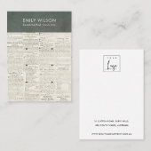 ヴィンテージグレーオールド新聞3スタッドイヤリングディスプレイ 名刺 (正面/裏面)