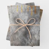 ヴィンテージグレーゴールドグランジ箔 ラッピングペーパーシート (インサイチュ)