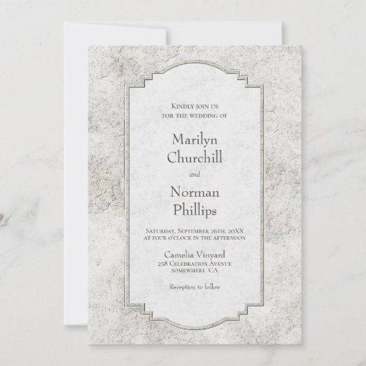ヴィンテージグレーストーン結婚式招待状 招待状 (正面)