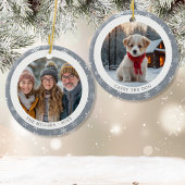 ヴィンテージグレースノーフレークスファミリークリスマス2写真 セラミックオーナメント