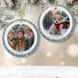 ヴィンテージグレースノーフレークスファミリークリスマス2写真 セラミックオーナメント