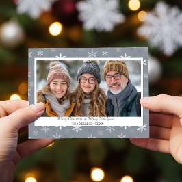 ヴィンテージグレースノーフレーク写真フラットホリデーカード シーズンカード