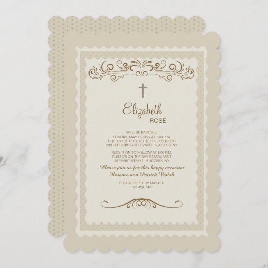 ヴィンテージグレース宗教招待状 招待状 (正面/裏面)
