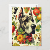 ヴィンテージグレートダネドッグイラストレーション ポストカード (正面/裏面)