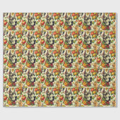 ヴィンテージグレートダネドッグイラストレーション ラッピングペーパー (フラット)