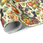 ヴィンテージグレートダネドッグイラストレーション ラッピングペーパー (ロールコーナー)