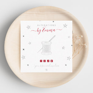 ヴィンテージグレーニードル&スタースパークルテーラースタイリスト スクエア名刺