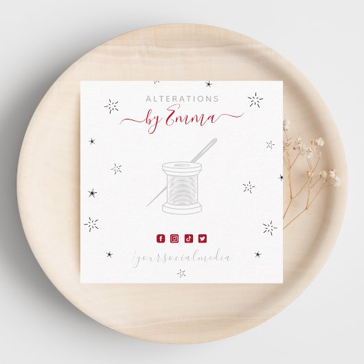 ヴィンテージグレーニードル&スタースパークルテーラースタイリスト スクエア名刺