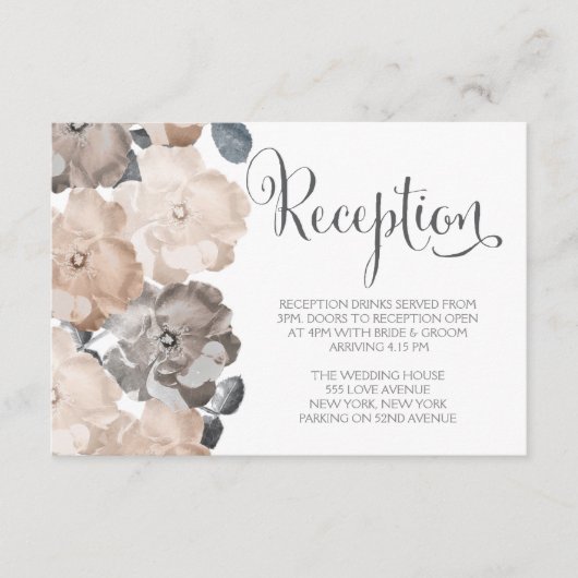 ヴィンテージグレーバラウェディングレセプションカード エンクロージャーカード (正面)