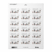 ヴィンテージグレーバーズレッドフラワーリングブランチRSVP ラベル (フルシート)