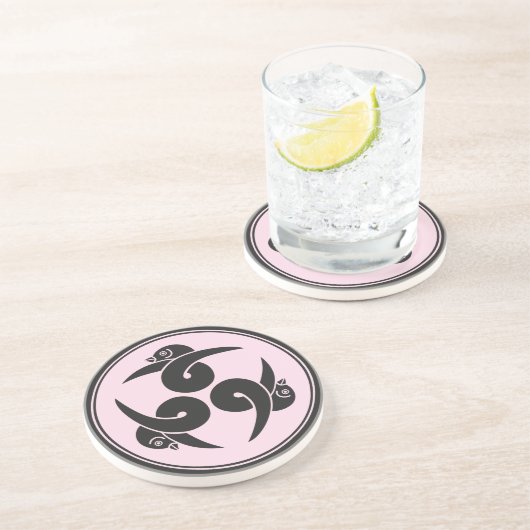 ヴィンテージグレーピンク三毛江日本門東洋人 コースター (側面)