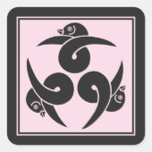 ヴィンテージグレーピンク三毛江日本門東洋人 スクエアシール (正面)