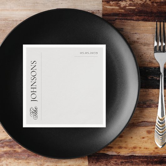 ヴィンテージグレーファミリー姓結婚ズ スタンダードカクテルナプキン