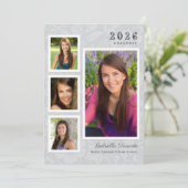 ヴィンテージグレーフローラ卒業写真コラージュ 招待状 (スタンド正面)