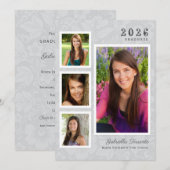 ヴィンテージグレーフローラ卒業写真コラージュ 招待状 (正面/裏面)