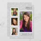 ヴィンテージグレーフローラ卒業写真コラージュ 招待状 (正面/裏面)