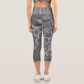 ヴィンテージグレーフローラ植物模様 カプリレギンス (裏面)