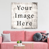 ヴィンテージグレーブラックスクリプト文字パーチメント紙 キャンバスプリント (インサイチュ (リビング))