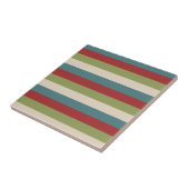 ヴィンテージグレーブルガンディーグリーンブルーストライプパターン タイル (側面)