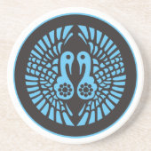 ヴィンテージグレーブルー一光一揆日本モングラフィックコーズ コースター (正面)