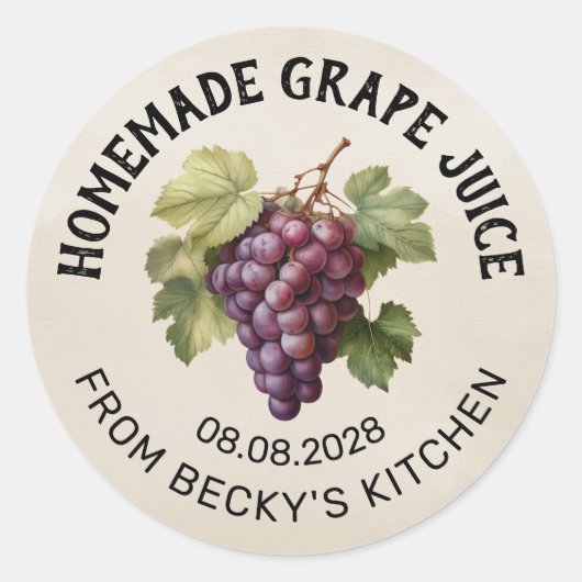 ヴィンテージグレープジュース缶詰赤ブドウ付きラベル ラウンドシール (正面)