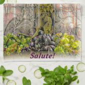 ヴィンテージグレープデジタルアートキッチンタオル キッチンタオル (折り畳み)