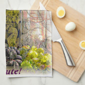 ヴィンテージグレープデジタルアートキッチンタオル キッチンタオル (四つ折り)