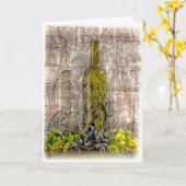 ヴィンテージグレープデジタルアートグリーティングカード カード (黄色い花)