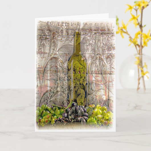 ヴィンテージグレープデジタルアートグリーティングカード カード (黄色い花)