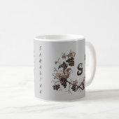 ヴィンテージグレープビンエッチング白黒モノグラム コーヒーマグカップ (正面右)