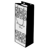 ヴィンテージグレープフィン白黒パターンワインバッグ ワインギフトバッグ (正面アングル)