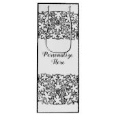 ヴィンテージグレープフィン白黒パターンワインバッグ ワインギフトバッグ (正面)