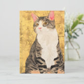 ヴィンテージグレーホワイトキャットポートレート シーズンカード (スタンド正面)