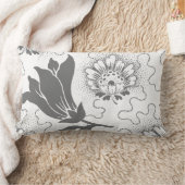 ヴィンテージグレーホワイトファームハウススタイルフローラルンバー ランバークッション (ブランケット)