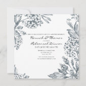 ヴィンテージグレーボタニカルリハーサルディナー 招待状 (正面)