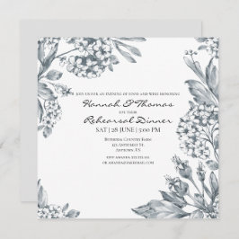 ヴィンテージグレーボタニカルリハーサルディナー 招待状
