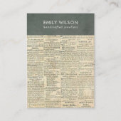 ヴィンテージグレー古新聞ネックレスバンドディスプレイ 名刺 (正面)